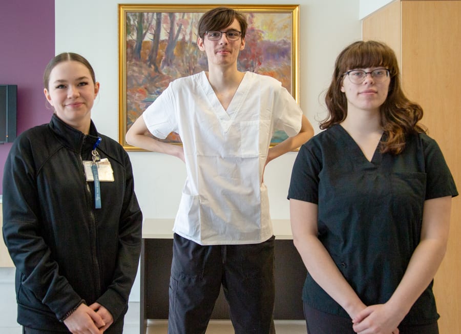 Desiree Arsenault, Damien Hicks and Alexis Vernon are Project SEARCH interns at Niagara Health