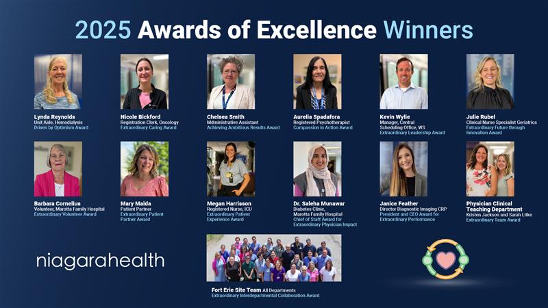 Niagara Health recognizes 2025 Awards of Excellence winners​