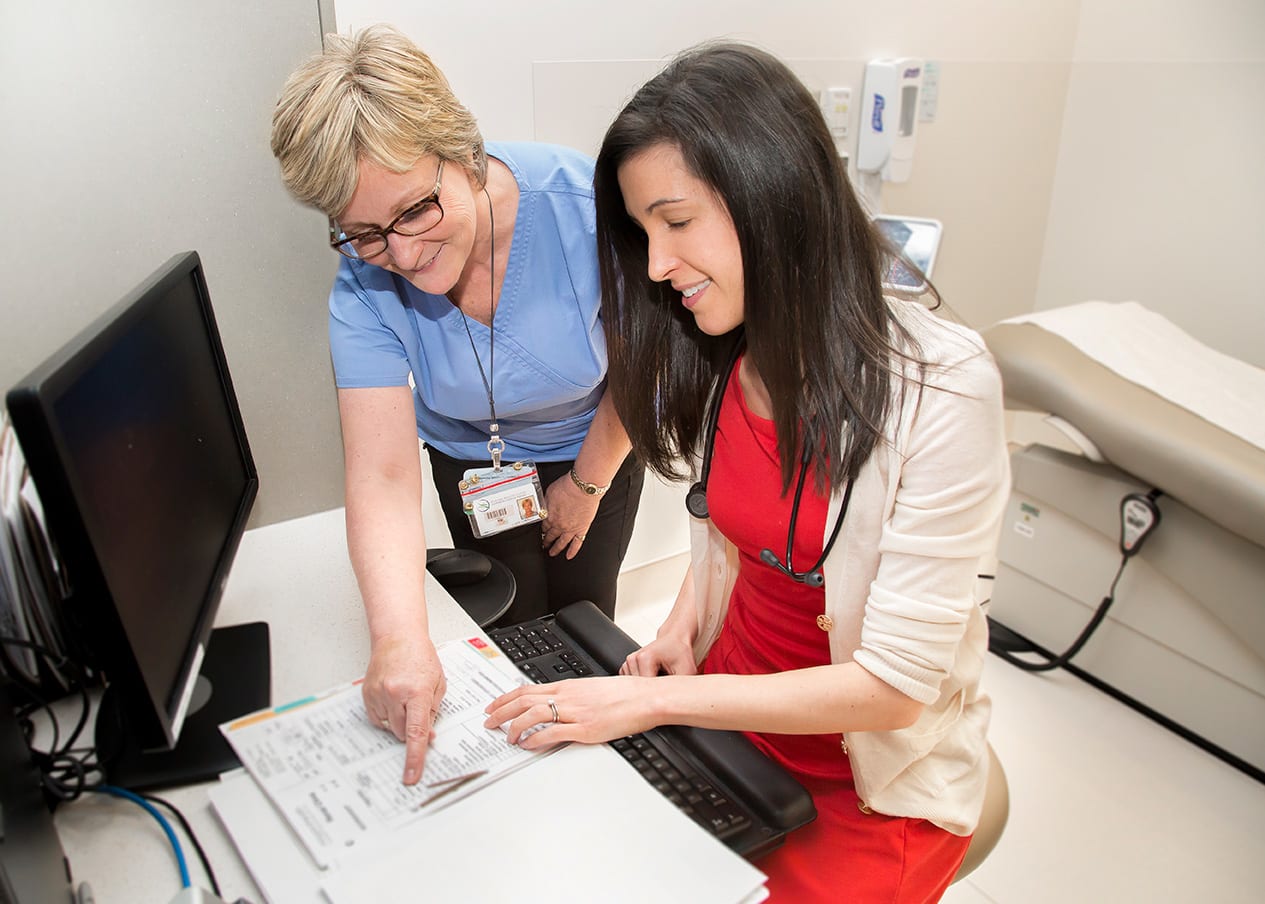 Dr. Kathleen Quinn with Charge Nurse Arden Gibson