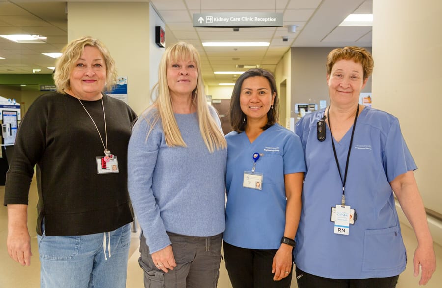 Erika Reece with her care team in Niagara Health's nephrology department