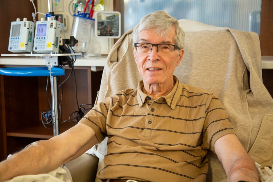 Former radiation physicist Joe Szabo waits for Chemotherapy