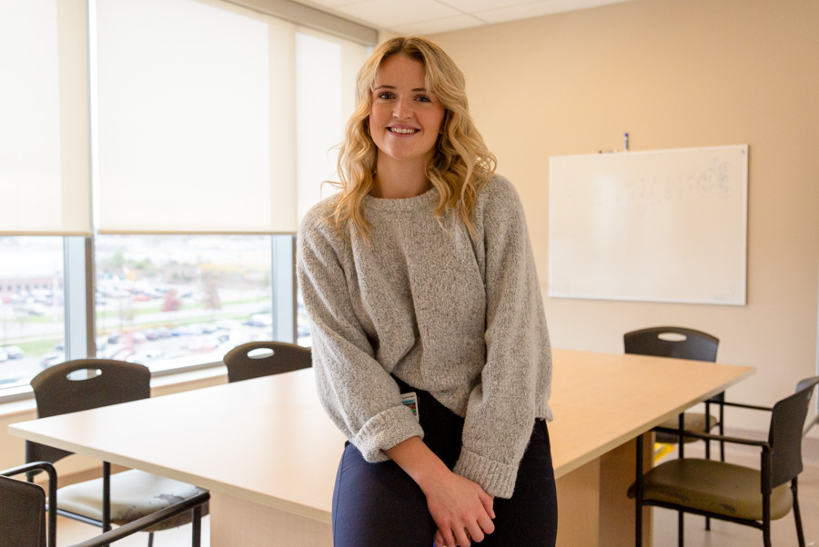 Kailee Morrison sits in a conference room at the St. Catharines hospital