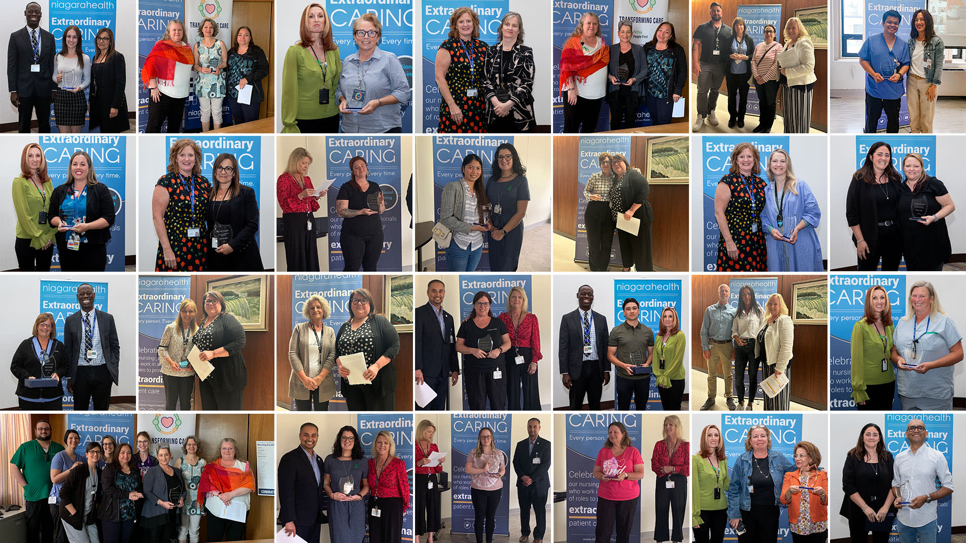 A collage of the 30 nurses/nursing teams who received a nursing award in 2024 at Niagara Health