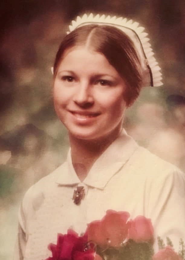 Portrait of Patty Welychka as a nursing school graduate in 1976