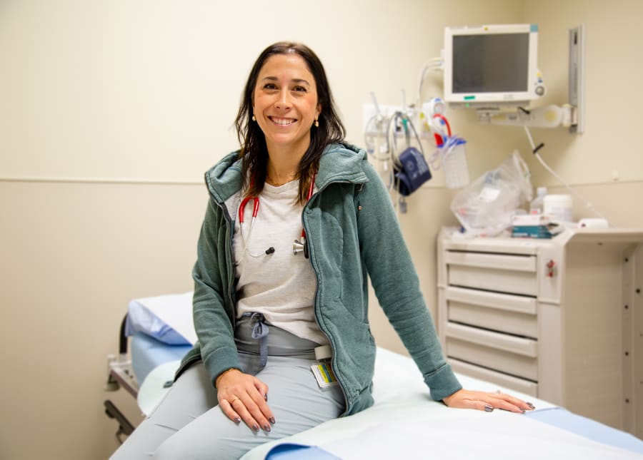 Niagara Health Nurse Practitioner Valerie Frassetto in an emergency department examination room