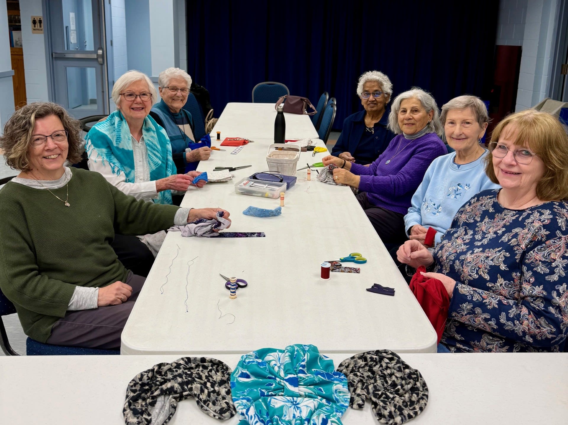 group of chemo cap stitchers