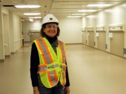 Dr. Anna Kobylecky in the spacious Post Anesthetic Recovery Room (PARR) at the new hospital.