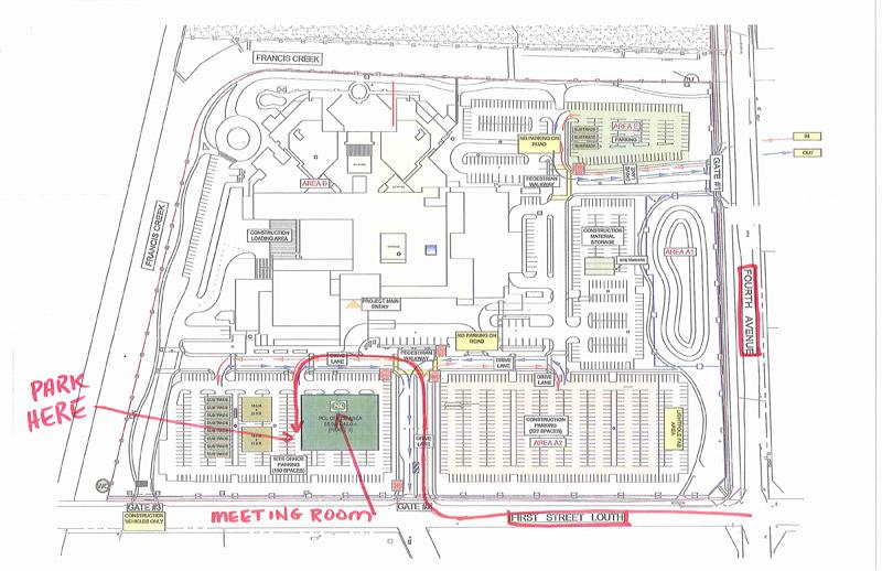 map of the new hospital groups with parking pointed out